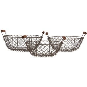 Clayre & Eef 6Y5716 Basket set of 3 iron brown...