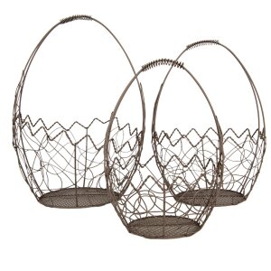 Clayre & Eef 6Y5717 Basket Set 3 Brown Iron Country...