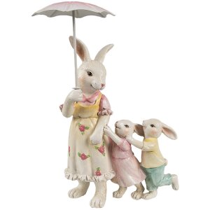 Clayre & Eef 6PR4391 Decorative Rabbit White Pink...