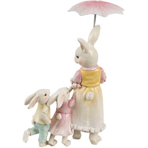 Clayre & Eef 6PR4391 Decorative Rabbit White Pink Beige 16x9x22 cm Polyresin