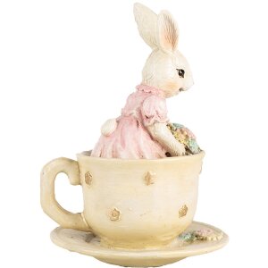 Clayre & Eef 6PR4395 Decorative Rabbit Beige Pink 8x8x11 cm Polyresin