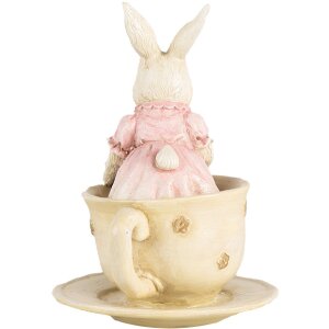 Clayre & Eef 6PR4395 Decorative Rabbit Beige Pink 8x8x11 cm Polyresin