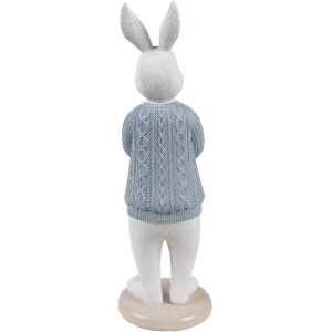 Clayre & Eef 6PR4412 Decorative Rabbit White Blue Polyresin 9x8x24 cm