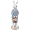 Clayre & Eef 6PR4412 Decorative Rabbit White Blue Polyresin 9x8x24 cm