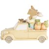 Clayre & Eef 6PR4388 Decorative Rabbit in a Car White Beige 16x8x12 cm