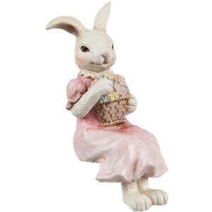 Clayre & Eef 6PR4394 Decorative Rabbit Beige Pink 7x5x13 cm Polyresin Country Style