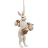 Clayre & Eef 6PR4405 Decoration Pendant Rabbit Beige Pink 7x4x13 cm