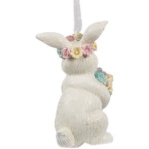 Clayre & Eef 6PR4409 Decoration Hanger Rabbit White 5x5x8 cm