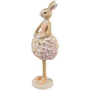 Clayre & Eef 6PR4418 Decorative Rabbit Beige Pink 9x7x22 cm Polyresin Country Style