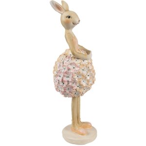 Clayre & Eef 6PR4418 Decorative Rabbit Beige Pink 9x7x22 cm Polyresin Country Style