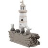 Clayre & Eef 6PR4422 Decorative Lighthouse White Brown 10x4x12 cm Polyresin