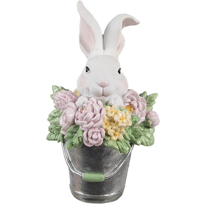 Clayre & Eef 6PR5174 Decorative Rabbit White Pink Polyresin 8x9x15 cm