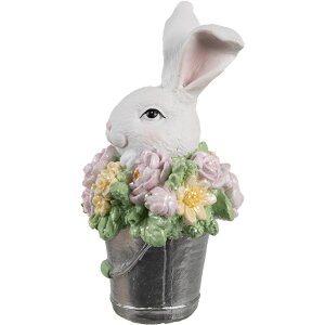 Clayre & Eef 6PR5174 Decorative Rabbit White Pink Polyresin 8x9x15 cm