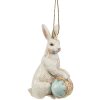 Clayre & Eef 6PR4396 Pendant Rabbit Beige Blue 6x3x9 cm Polyresin