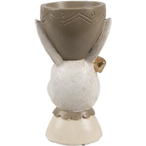 Clayre & Eef 6PR4402 Eggcup Rabbit Beige Brown Country style 7x7x12 cm