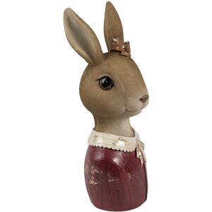 Clayre & Eef 6PR4415 Decoration Bust Rabbit Beige Red 7x7x17 cm