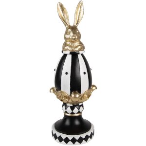 Clayre & Eef 6PR5192 Decorative Egg Black White Gold...