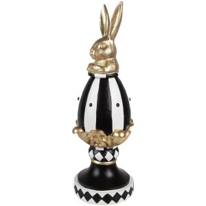 Clayre & Eef 6PR5192 Decorative Egg Black White Gold...