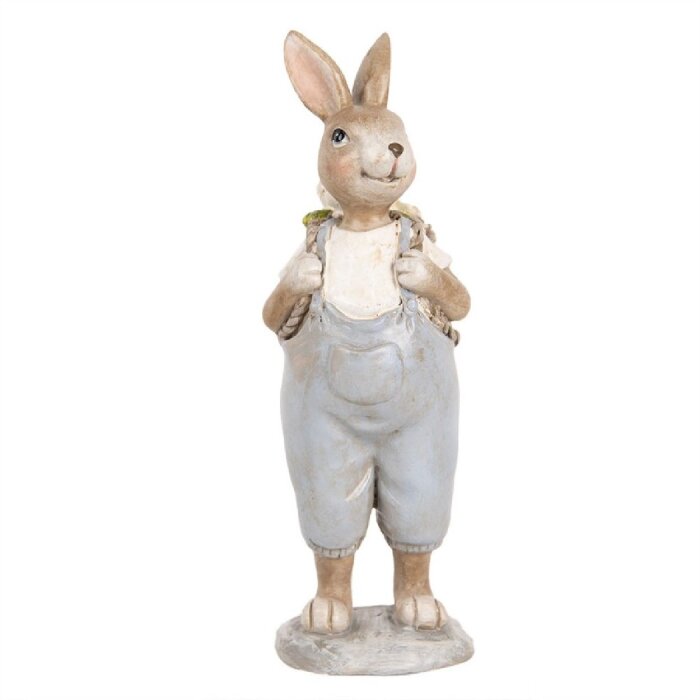 Clayre & Eef 6PR5249 Decorative Rabbit Beige Blue 6x6x17 cm Country Style