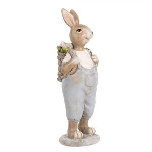 Clayre & Eef 6PR5249 Decorative Rabbit Beige Blue 6x6x17 cm Country Style