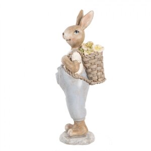 Clayre & Eef 6PR5249 Decorative Rabbit Beige Blue 6x6x17 cm Country Style