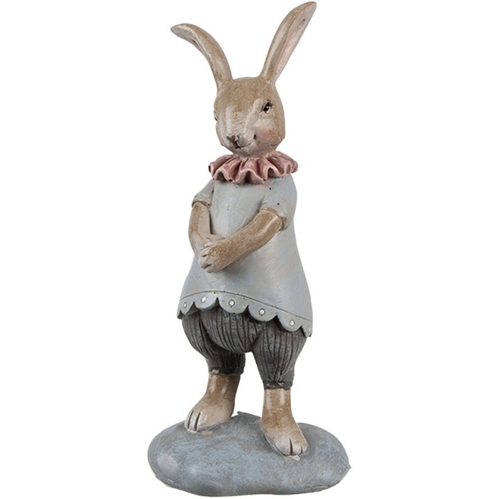 Clayre & Eef 6PR5259 Decorative Rabbit Beige Blue 6x5x13 cm