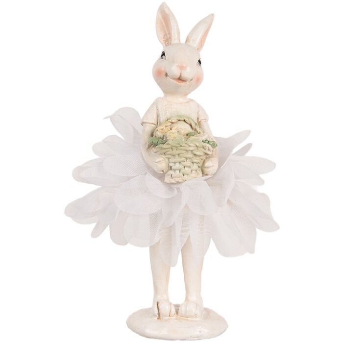 Clayre & Eef 6PR5242 Decorative Rabbit White Green 6x6x17 cm Country Style