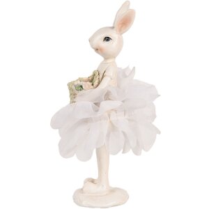 Clayre & Eef 6PR5242 Decorative Rabbit White Green 6x6x17 cm Country Style