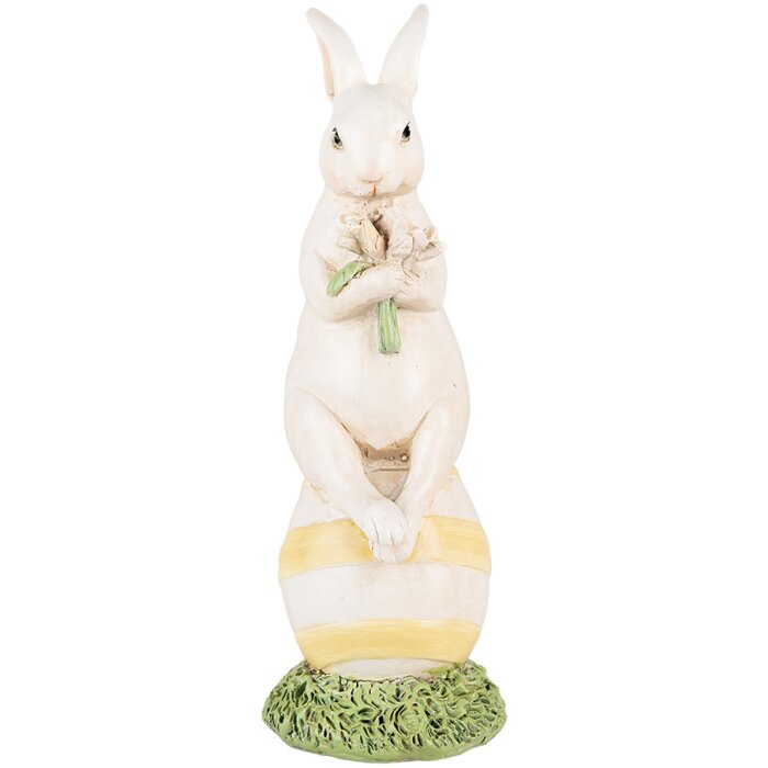 Clayre & Eef 6PR5243 Decoration Rabbit White Green 7x7x19 cm