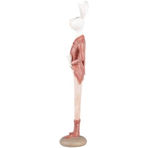 Clayre & Eef 6PR5244 Decorative Rabbit White Pink 4x4x22 cm