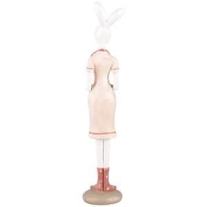 Clayre & Eef 6PR5245 Decorative Rabbit White Pink 4x4x22 cm Country Style