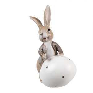 Clayre & Eef 6PR5264 Decorative Rabbit with Egg Beige White 11x7x17 cm