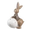 Clayre & Eef 6PR5264 Decorative Rabbit with Egg Beige White 11x7x17 cm