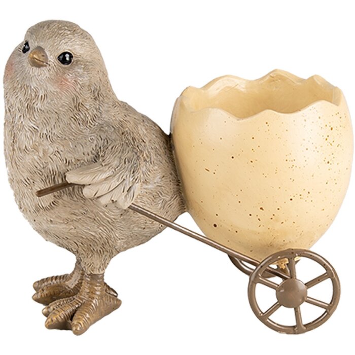 Clayre & Eef 6PR5269 Decorative Chick Grey Yellow 13x7x11 cm Polyresin Country Style