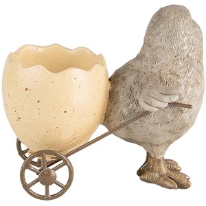 Clayre & Eef 6PR5269 Decorative Chick Grey Yellow 13x7x11 cm Polyresin Country Style