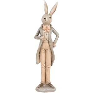 Clayre & Eef 6PR5239 Decorative Rabbit Beige Grey 7x5x24 cm Country Style