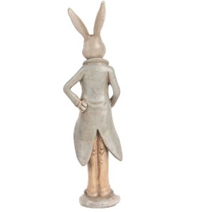 Clayre & Eef 6PR5240 Decorative Rabbit Beige Grey 4x3x17 cm Country Style