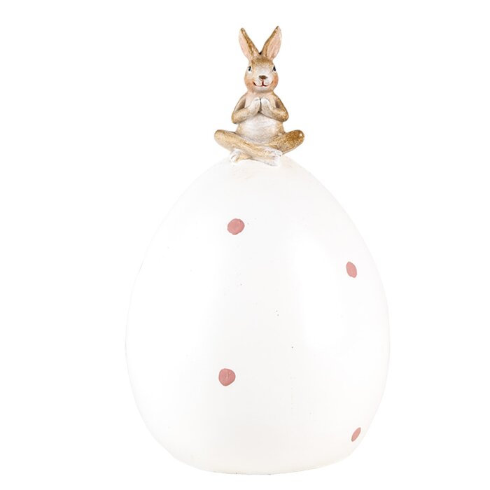 Clayre & Eef 6PR5260 Decoration Rabbit on Egg White Ø 10x16 cm