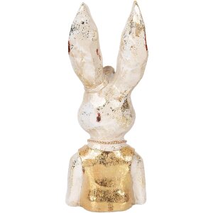 Clayre & Eef 6PR5489 Decorative Bust Rabbit White Gold 12x12x29 cm