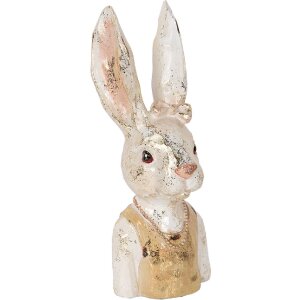 Clayre & Eef 6PR5489 Decorative Bust Rabbit White Gold 12x12x29 cm