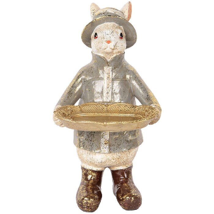 Clayre & Eef 6PR5496 Decoration Rabbit with Bowl Beige 15x19x29 cm