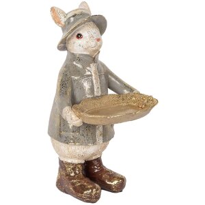 Clayre & Eef 6PR5496 Decoration Rabbit with Bowl Beige 15x19x29 cm