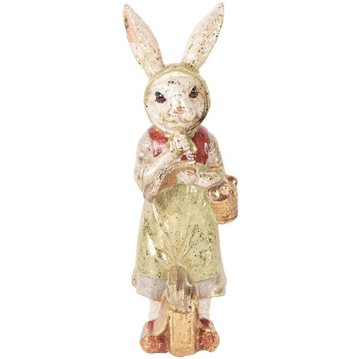 Clayre & Eef 6PR5508 Decorative Rabbit Beige Green 7x6x21 cm