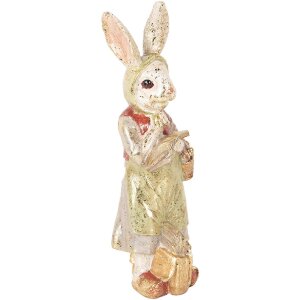 Clayre & Eef 6PR5508 Decorative Rabbit Beige Green 7x6x21 cm