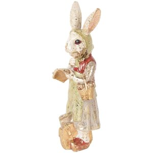 Clayre & Eef 6PR5508 Decorative Rabbit Beige Green 7x6x21 cm