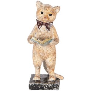 Clayre & Eef 6PR5078 Deko Katze Beige Goldfarbig...