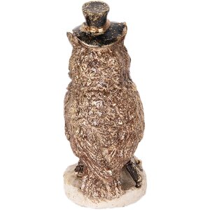 Clayre & Eef 6PR5081 Decorative Owl Brown Gold-coloured 7x6x14 cm Polyresin