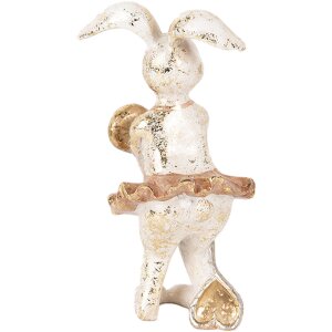 Clayre & Eef 6PR5094 Decorative Rabbit Beige Gold-coloured 8x6x14 cm Country style