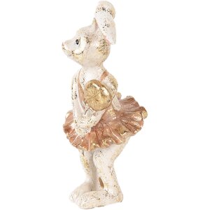 Clayre & Eef 6PR5094 Decorative Rabbit Beige Gold-coloured 8x6x14 cm Country style