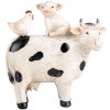 Clayre & Eef 6PR5273 Decorative Cow with Pig and Chicken White Black 12x5x13 cm